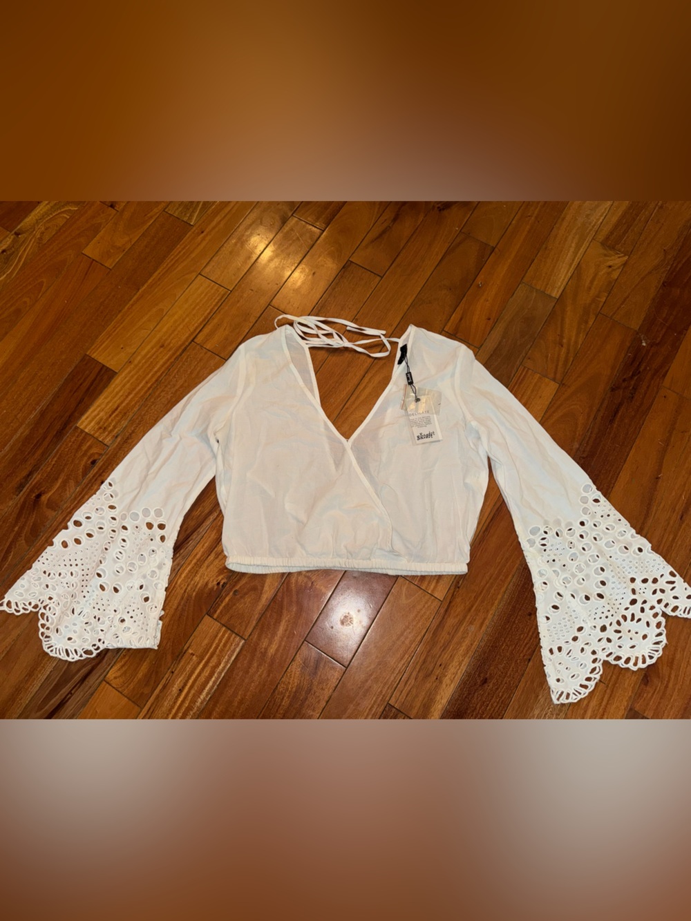 Bardot White Eyelet Bell Sleeve Blouse